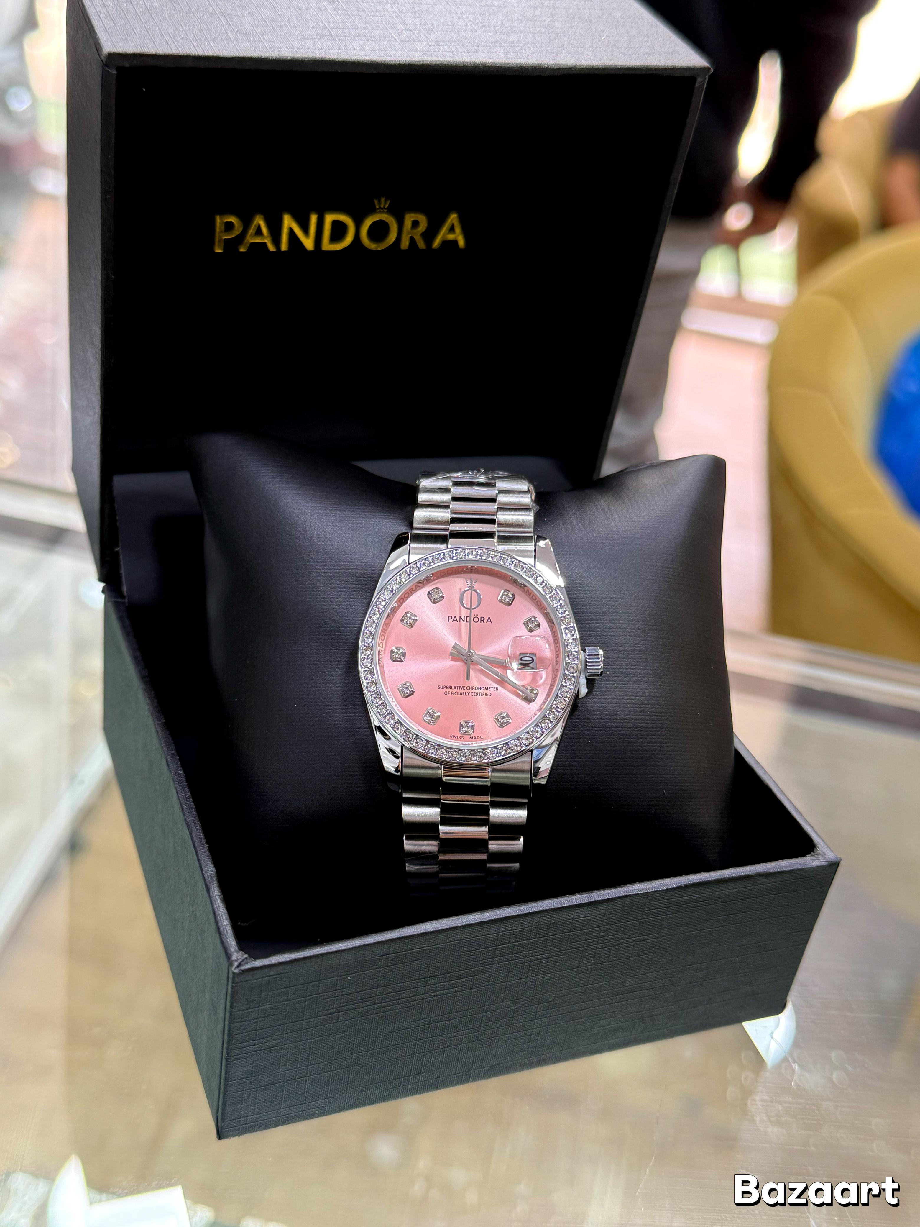 RELOJ PANDORA FONDO ROSADO